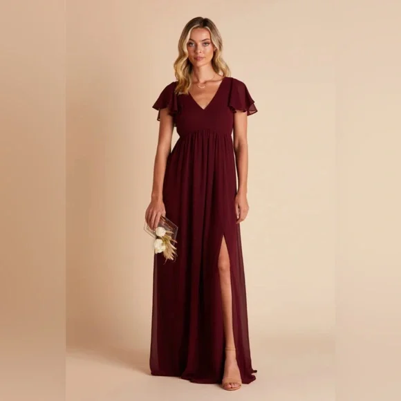 Birdy Grey Hannah Empire Dress Cabernet Bridesmaid Formal Prom Gown Maternity - Picture 2 of 10